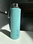 Glass drinks bottle with silicone sleeve